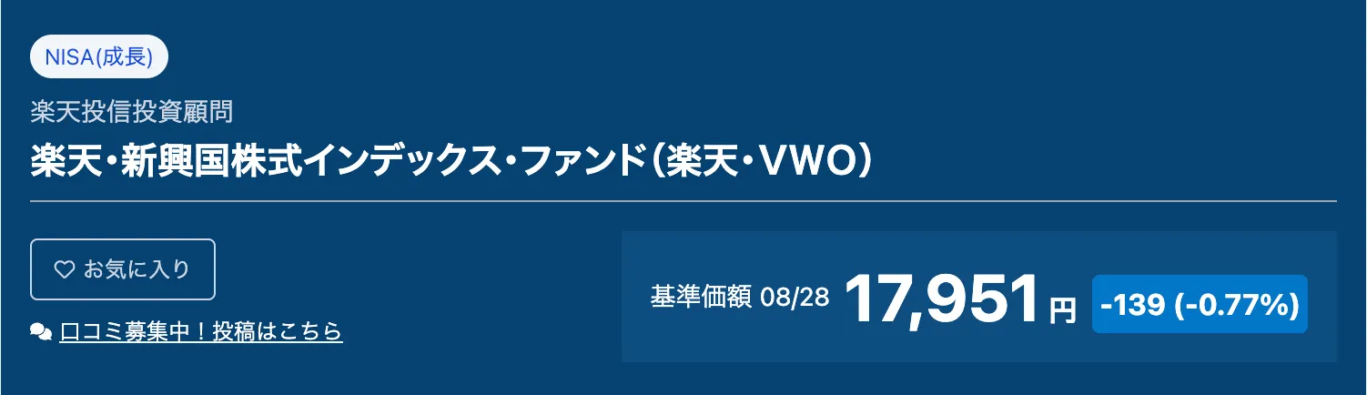 楽天・新興国株式インデックス・ファンド