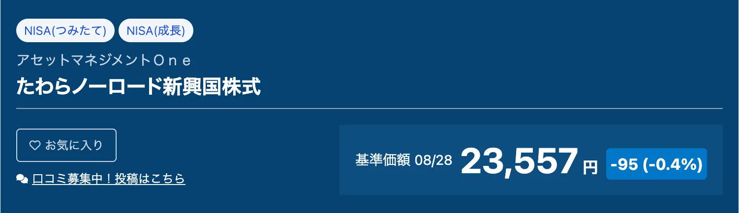 たわらノーロード新興国株式
