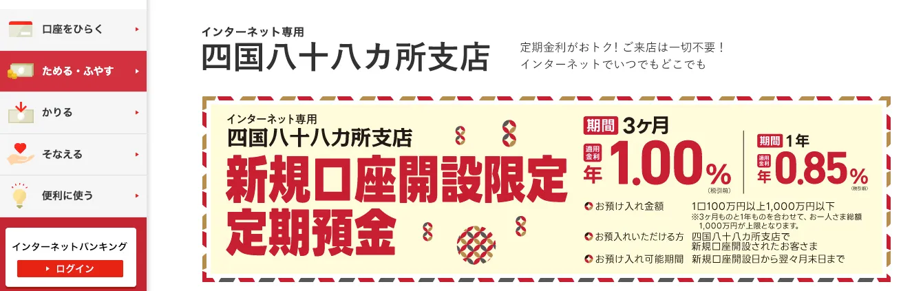 愛媛銀行の定期預金