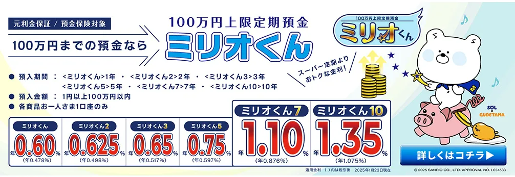 SBJ銀行の定期預金